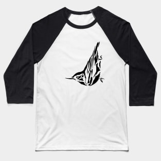 Minimalist Nuthatch Stencil Art Baseball T-Shirt